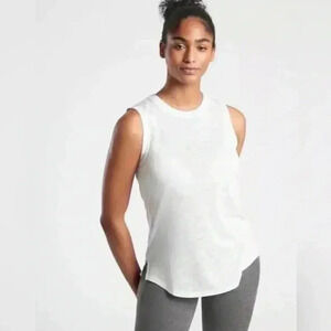 Athleta Breezy Tank Top White SIZE L Sleeveless Athletic Breathable